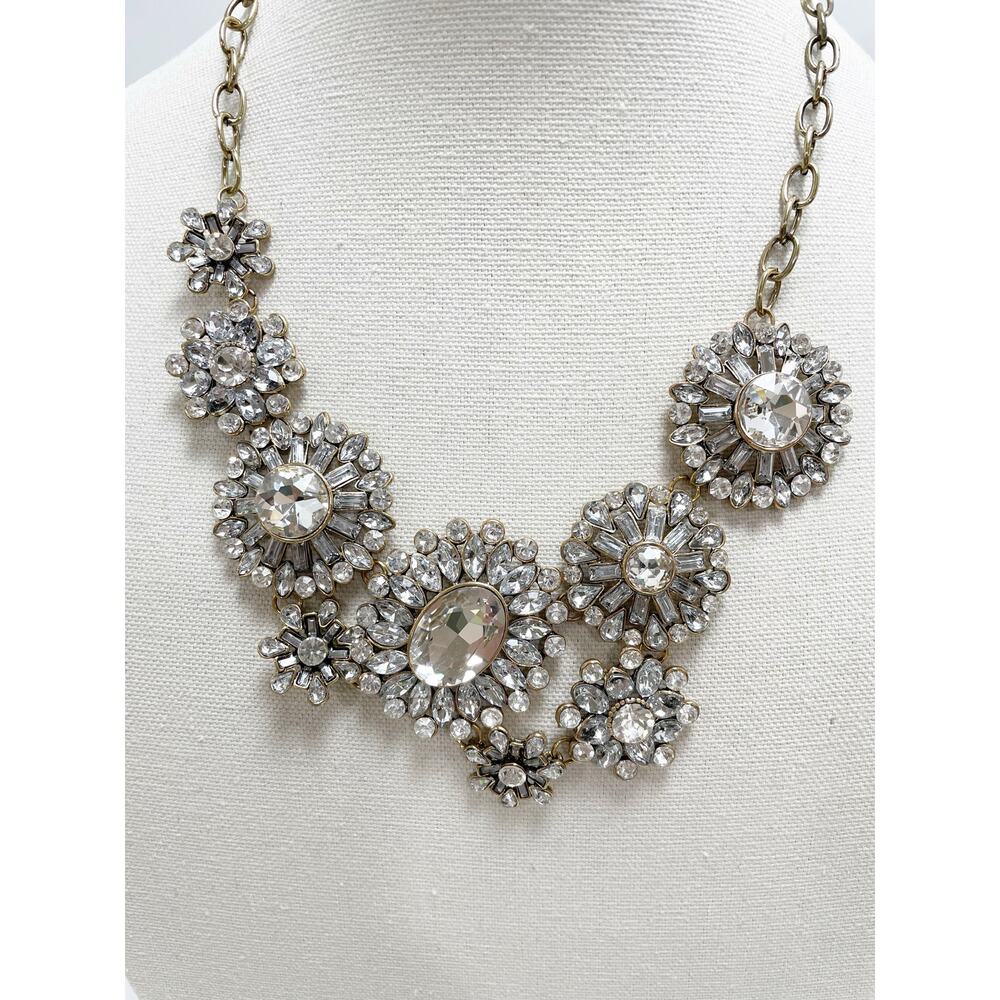 J.Crew Crystal Jewel Bib Statement Necklace Y2K